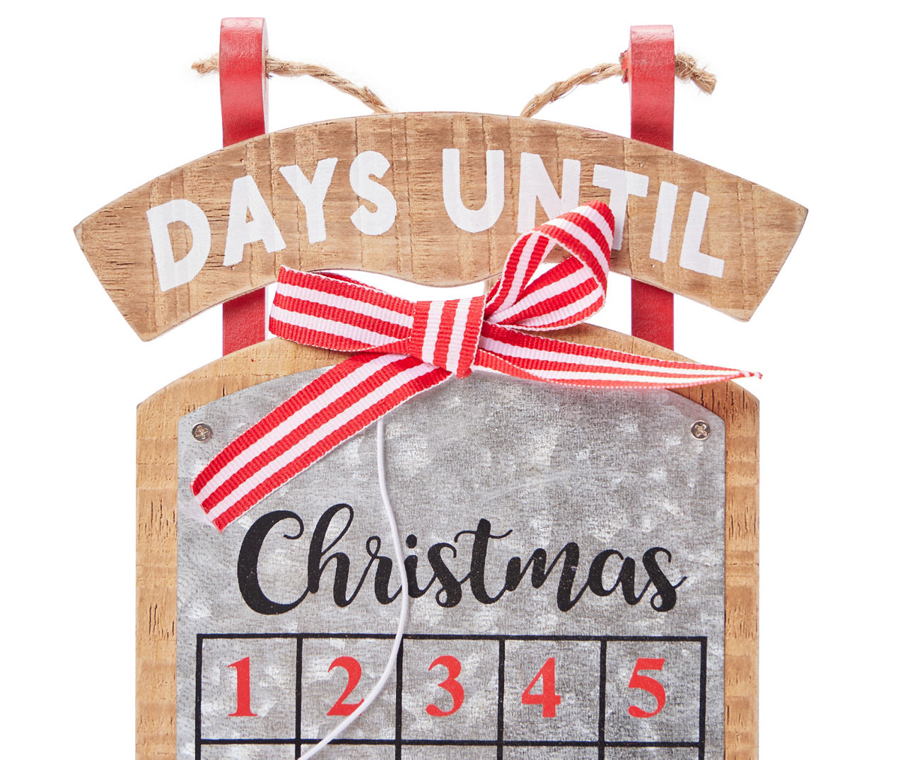 Red & Brown Christmas Countdown Magnetic Sled Wall Plaque