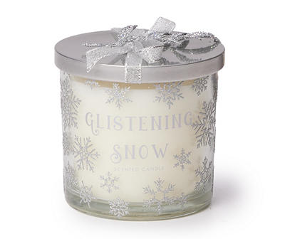 Glistening Snow White Snowflake Decal Jar Candle, 14 oz.