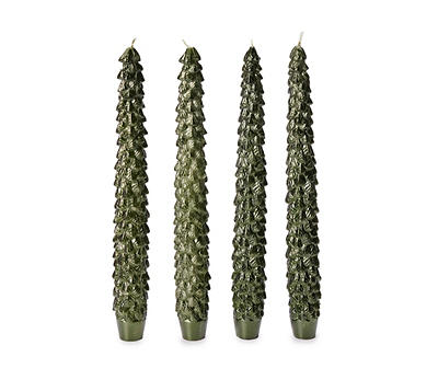 Green Tree Taper Candle, 4-Pack