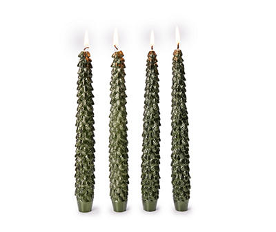 Green Tree Taper Candle, 4-Pack