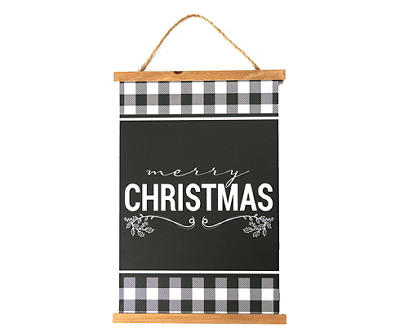 "Merry Christmas" Black & White Buffalo Check Wall Plaque