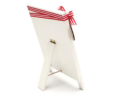 Red & White Christmas Countdown Santa Easel Tabletop Plaque