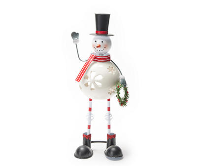 White & Black Standing Snowman Candle Holder