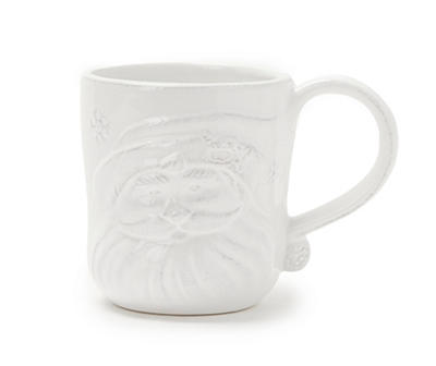 White Embossed Santa Face Mug, 12 Oz.