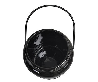 Black Jack O'Lantern Ceramic Lantern
