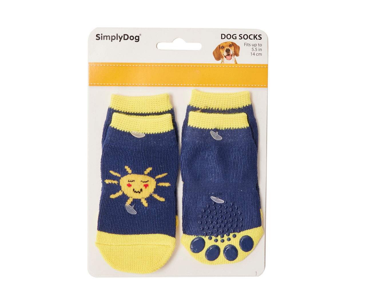 Pet Large Blue & Yellow Smiling Sun Socks