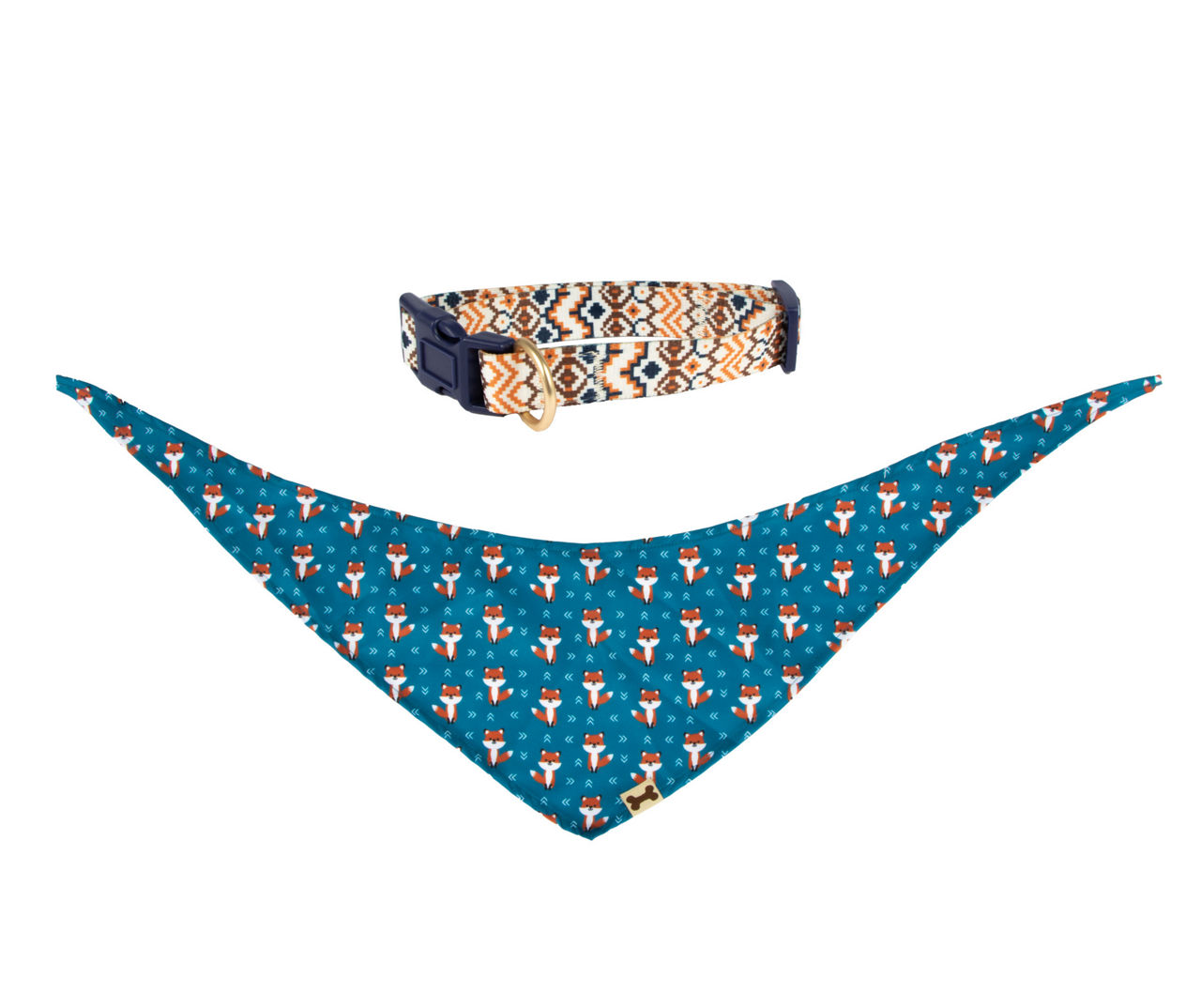 Simply Dog Pet Large Blue Fox Bandana & Collar Set Big Lots