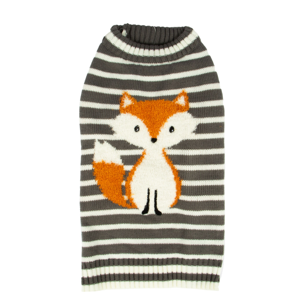 Pet Medium Gray Stripe Fox Sweater
