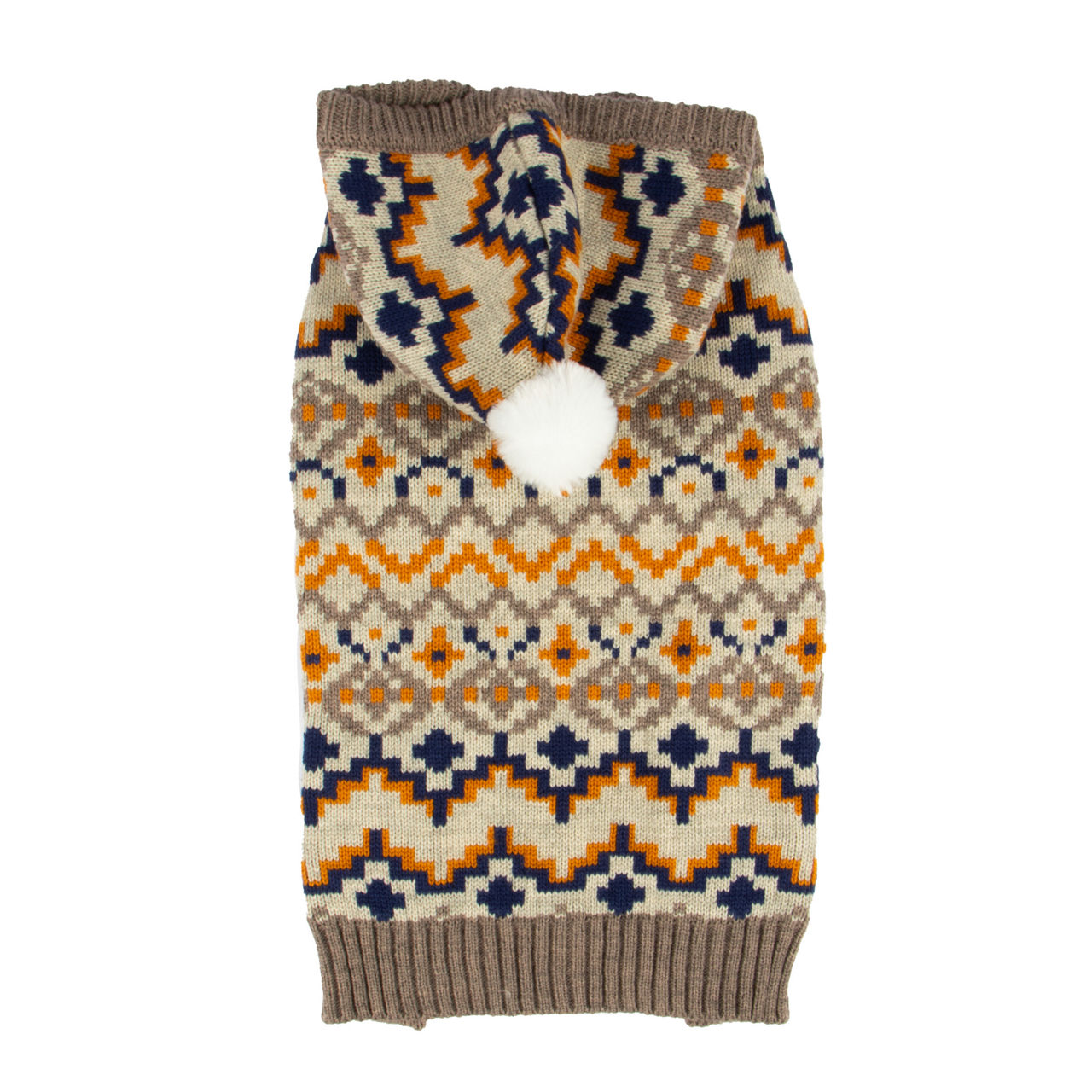 Pet Medium Brown Fair Isle Hoodie Sweater