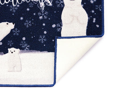 "Happy Holidays" Blue Polar Bear Kitchen Mat, (20" x 30")