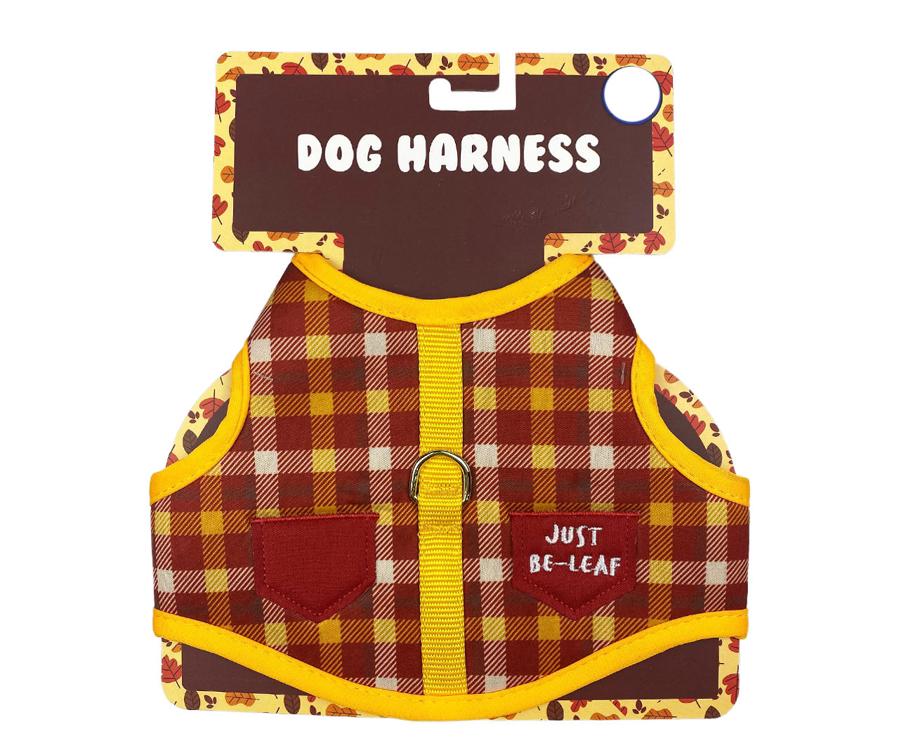 Pet Large "Be-Leaf" Red & Yellow Gingham Harness