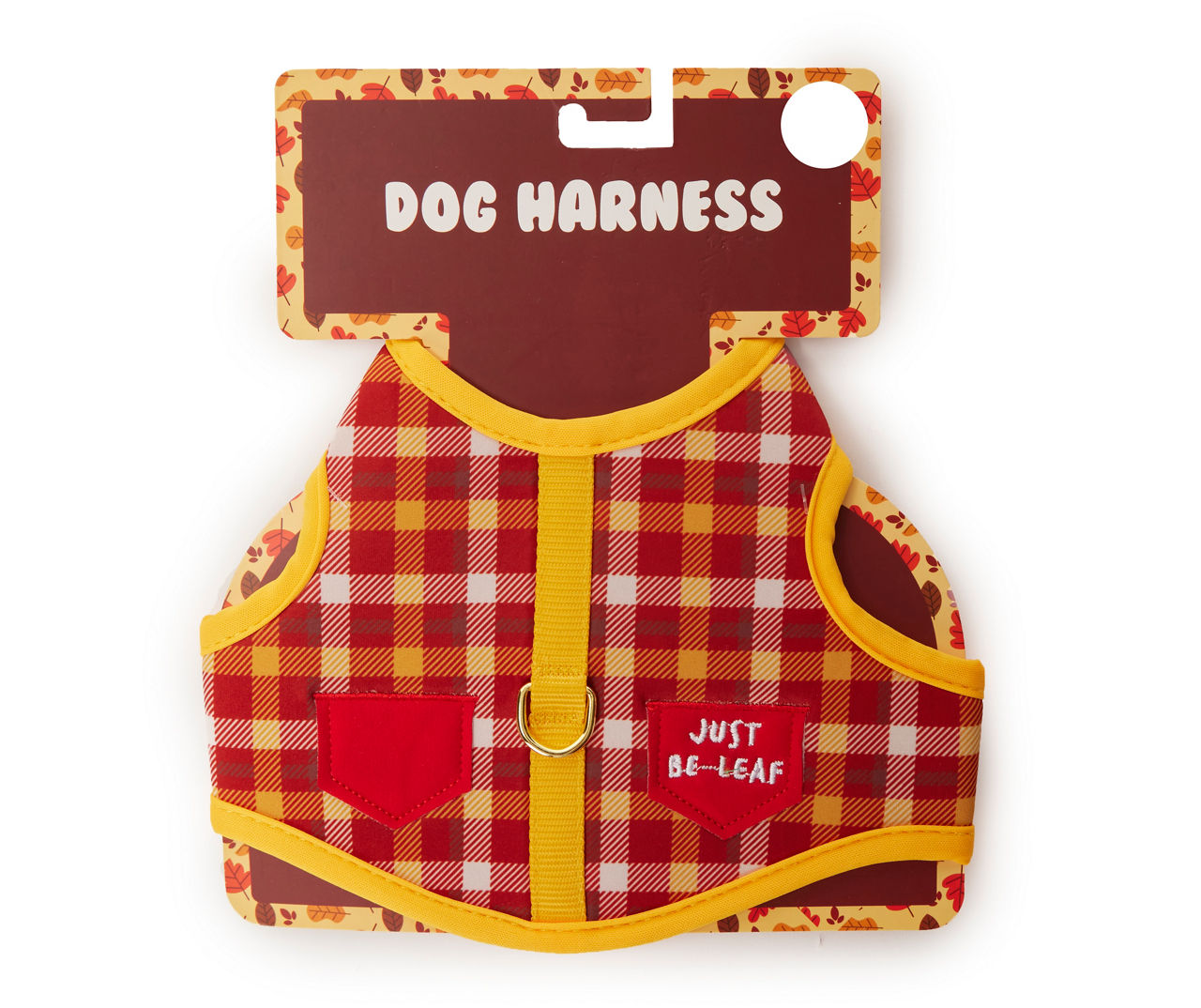 Pet Small/Medium "Be-Leaf" Red & Yellow Gingham Harness