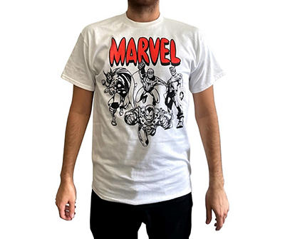 Marvel Men's White Retro Comic Graphic Tee