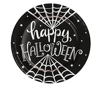 "Happy Halloween" Spider Web Paper Dinner Plates, 18-Count