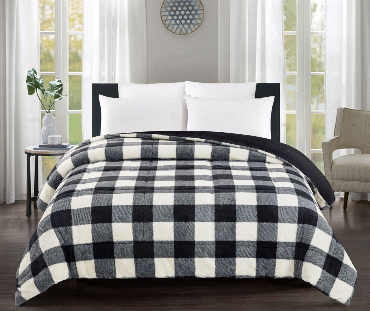 Black Forest Decor Buffalo Plaid Plush Bed Set - King