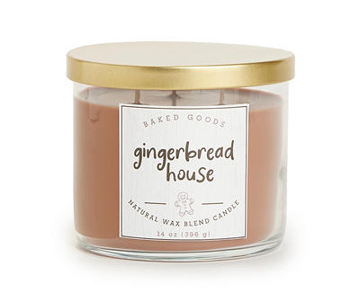 Gingerbread House Brown 3-Wick Jar Candle, 14 oz.