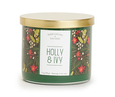 Holly & Ivy Dark Green Opaque 3-Wick Jar Candle, 14 oz.