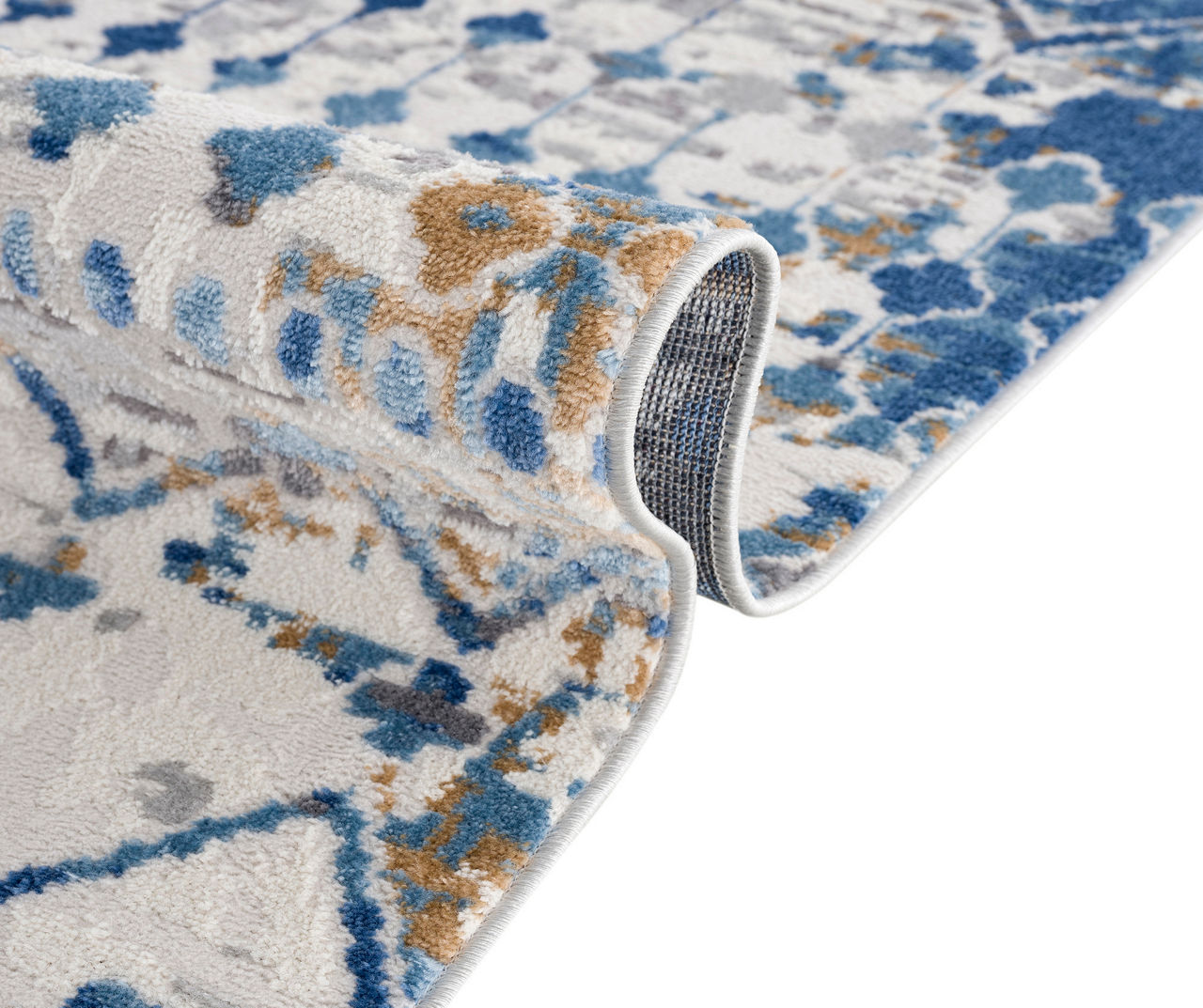 Jessica Blue & Cream Moroccan Geometric Area Rug, (5' x 7')