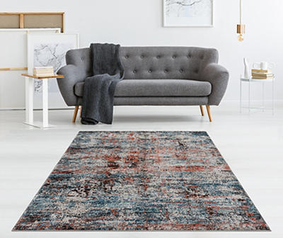 Fielding Brown & Blue Abstract Area Rug, (5' x 7')