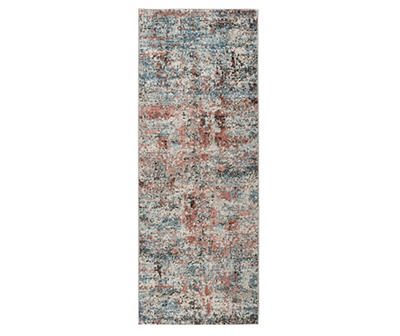 Fielding Brown & Blue Abstract Runner Rug, (2.5' x 7')