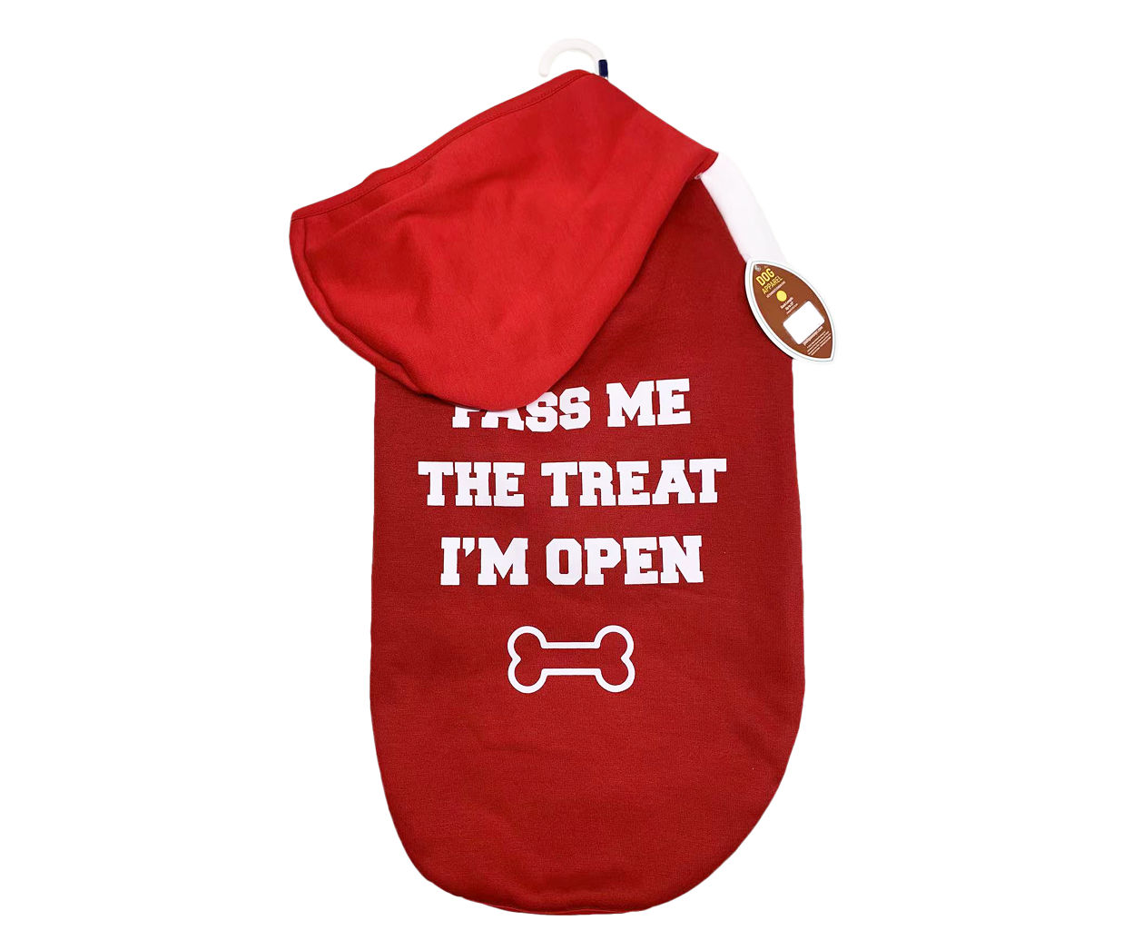 Pet X-Large "Pass Me The Treat" Red & White Hoodie