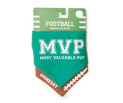 Pet Small/Medium "MVP" Football 3-Piece Bandana Collar Set