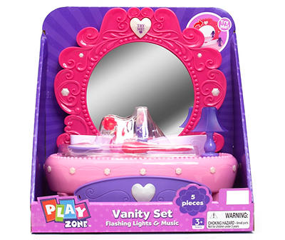 Pink 7-Piece Light & Sound Toy Vanity Set