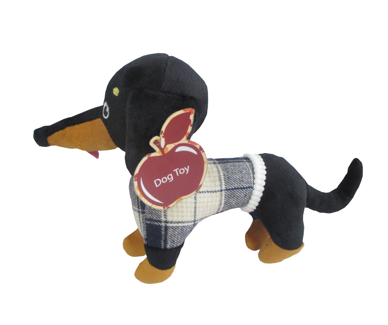 Toy Time Black Plaid Wiener Pup Plush Dog Toy Big Lots