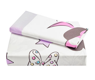 White & Purple Minnie Mouse Unicorn Twin 3-Piece Sheets Set
