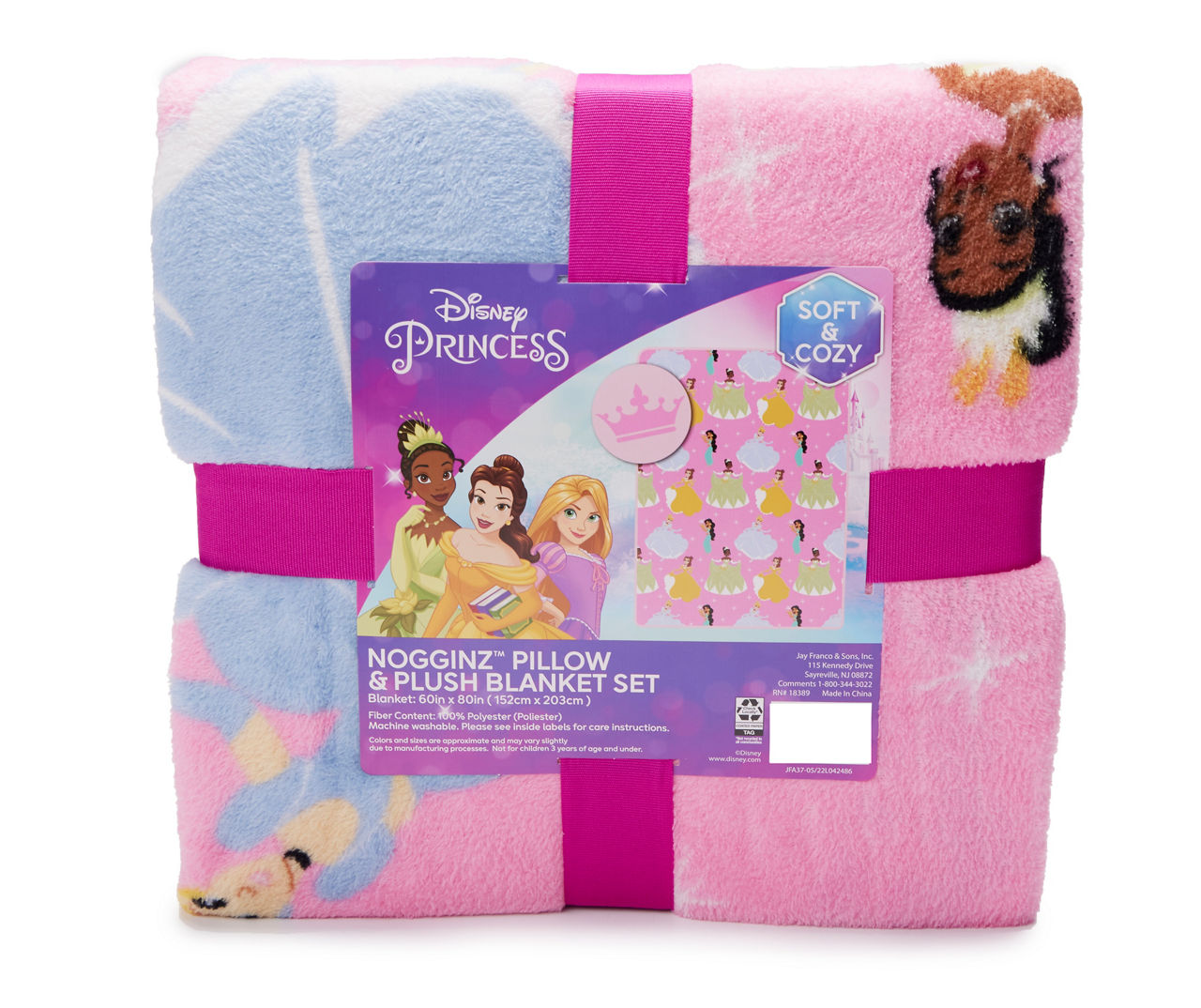 Disney Pink Princess Nogginz Pillow & Fleece Blanket Set