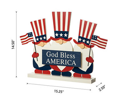 WOODEN PATRIOTIC GNOME FAMILY TABLE SIGN