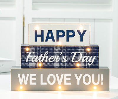 "Happy Father's Day" LED Stack Block Tabletop Decor