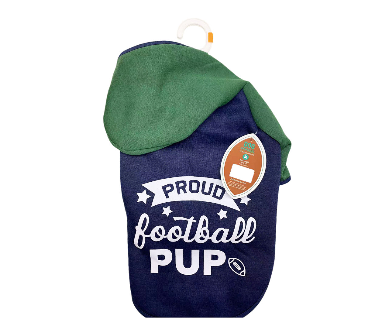 Pet Large "Proud Football Pup" Blue & Green Hoodie