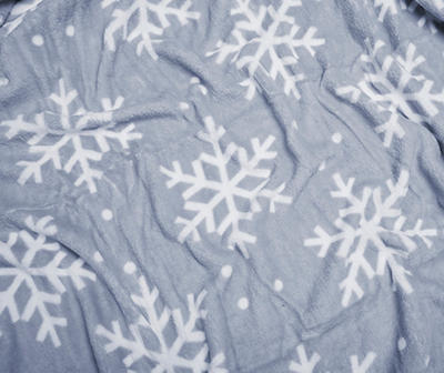 Blue & White Snowflake Fleece Throw, (50" x 60")