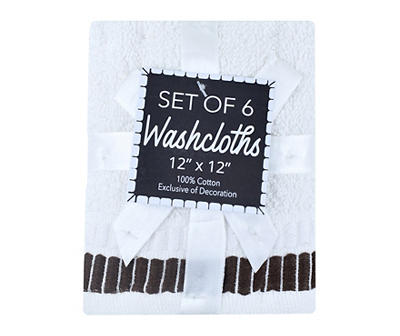 Long Island White & Black Stripe-Accent Washcloth, 6-Pack