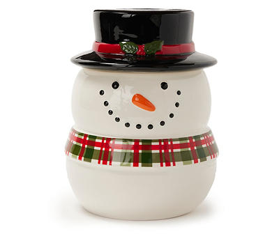 Snowman Face Ceramic Cookie Jar, (8.9")