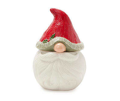 Red & White Gnome Ceramic Cookie Jar, (9.4