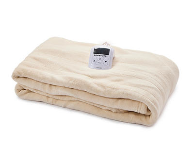 Cream Microplush Twin Electric Blanket