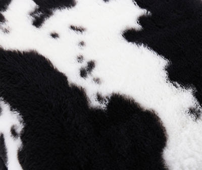Black & White Cow Print Faux Fur Throw, (50" x 60")