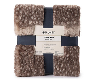 Brown & Beige Faun Print Faux Fur Throw, (50" x 60")