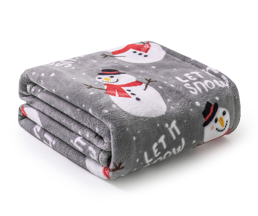 Real Living Gray Snowman Fleece Throw 50