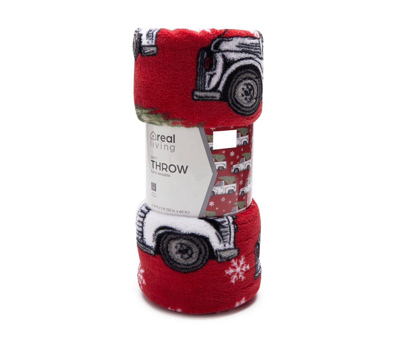 Red & Green Tree Truck Fleece Throw, (50" x 60")