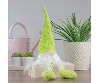 Lime Green & White Knit Gnome Tabletop Decor