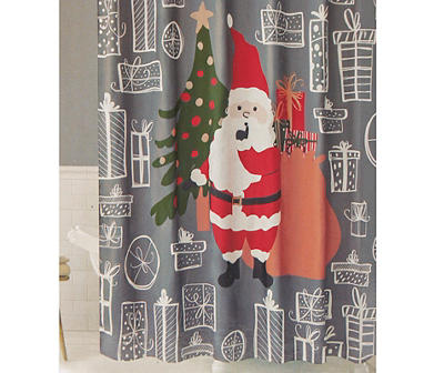 Home for the Holidays Gray Silly Santa 13-Piece Shower Curtain Set