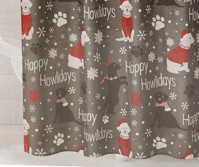 Home for the Holidays "Happy Howlidays" Charcoal 13-Piece Shower Curtain Set