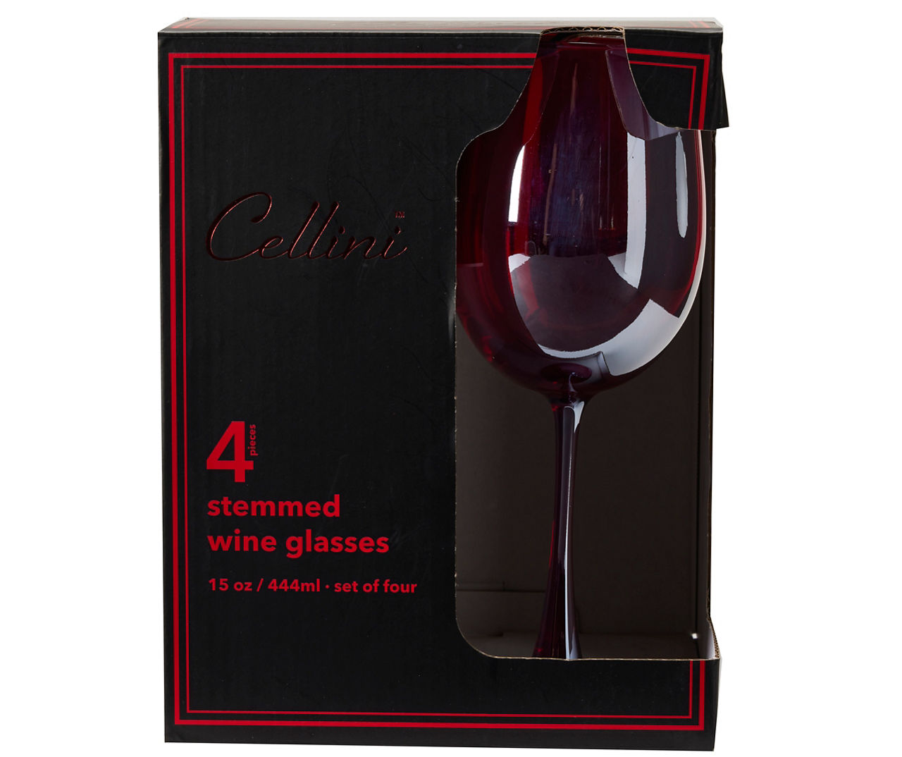 Home Essentials Cellini Red Luster Stemmed Wineglasses, 4-Pack
