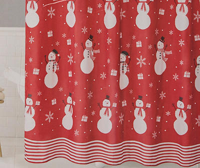 Home for the Holidays Red & White Jolly Snowman 13-Piece Shower Curtain Set