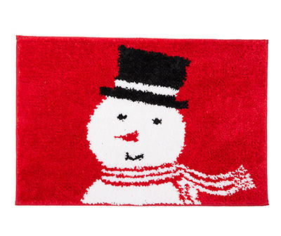 Home for the Holidays Red & White Jolly Snowman Bath Rug