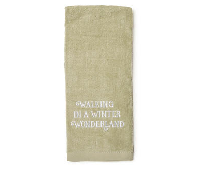 Arctic Enchantment "Winter Wonderland" Green Embroidered Hand Towel