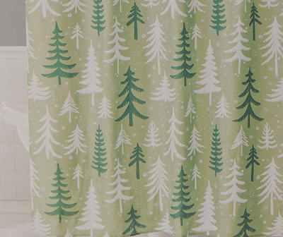 Arctic Enchantment Green Frosted Forest 13-Piece Shower Curtain Set